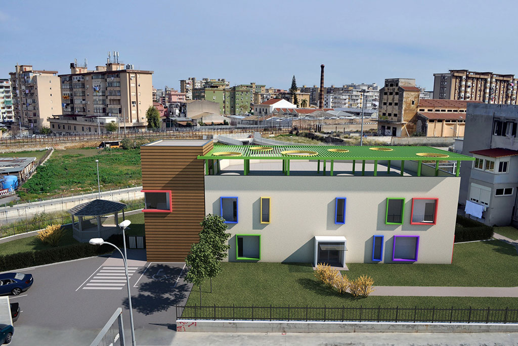 Rendering del progetto dell'Asilo Nido a Brancaccio