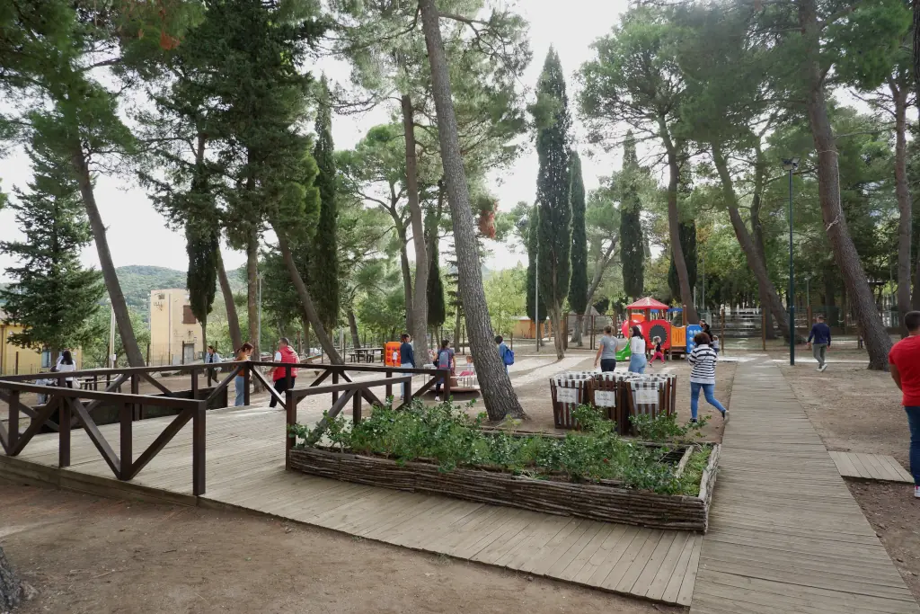 I bambini giocano nel parco giochi della Riserva Naturale Orientata di Bosco Ficuzza